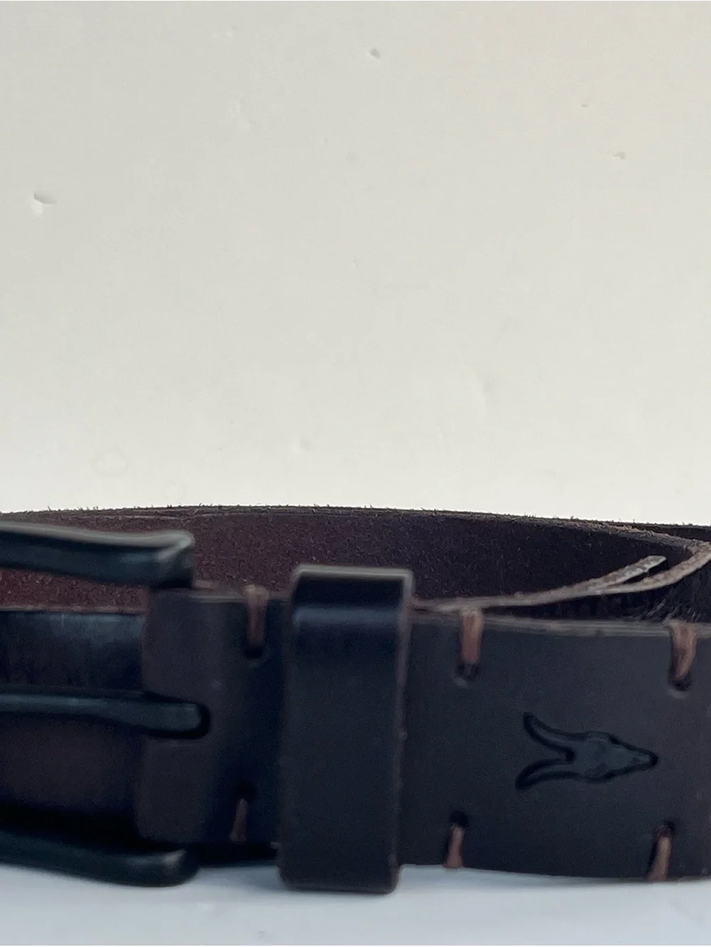 All Saints Ramskull Brown Leather Belt with Black Buckle-Size 38